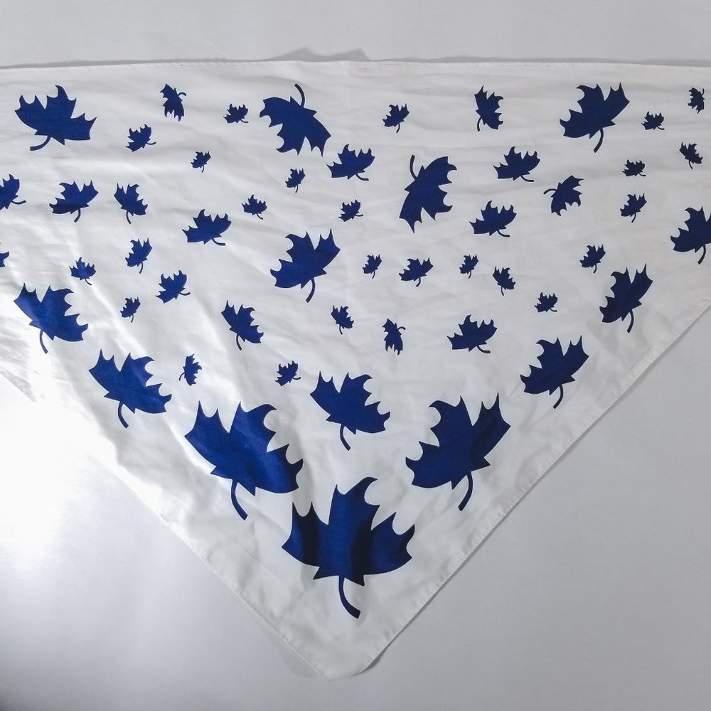 White & Blue Maple Leaf Patterned Scarf/Bandanna